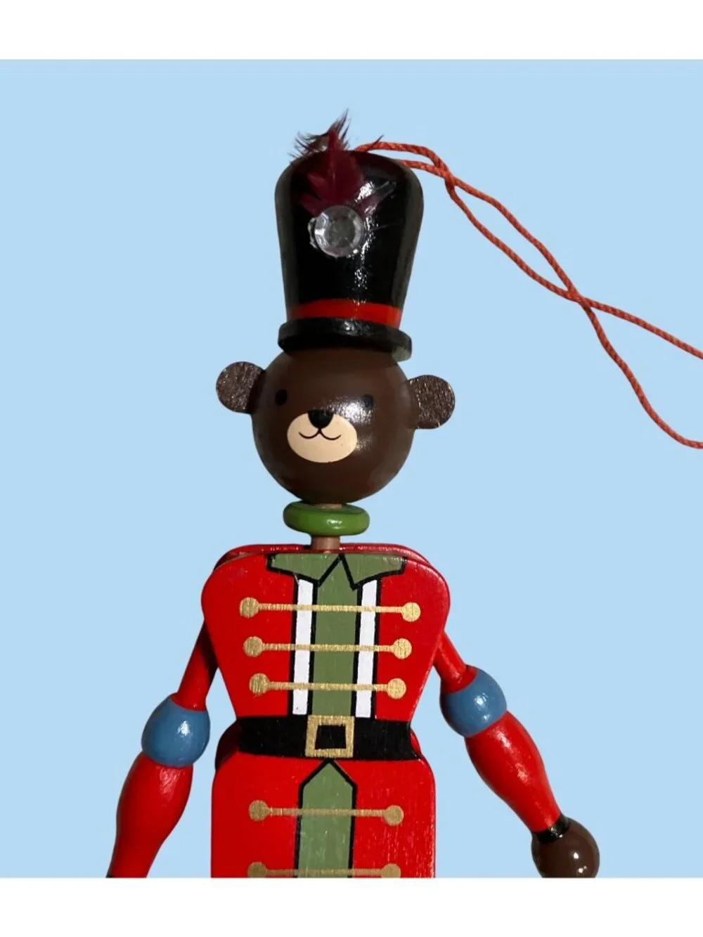 Wooden Bear Nutcracker Ornament With Pull String Mechanism